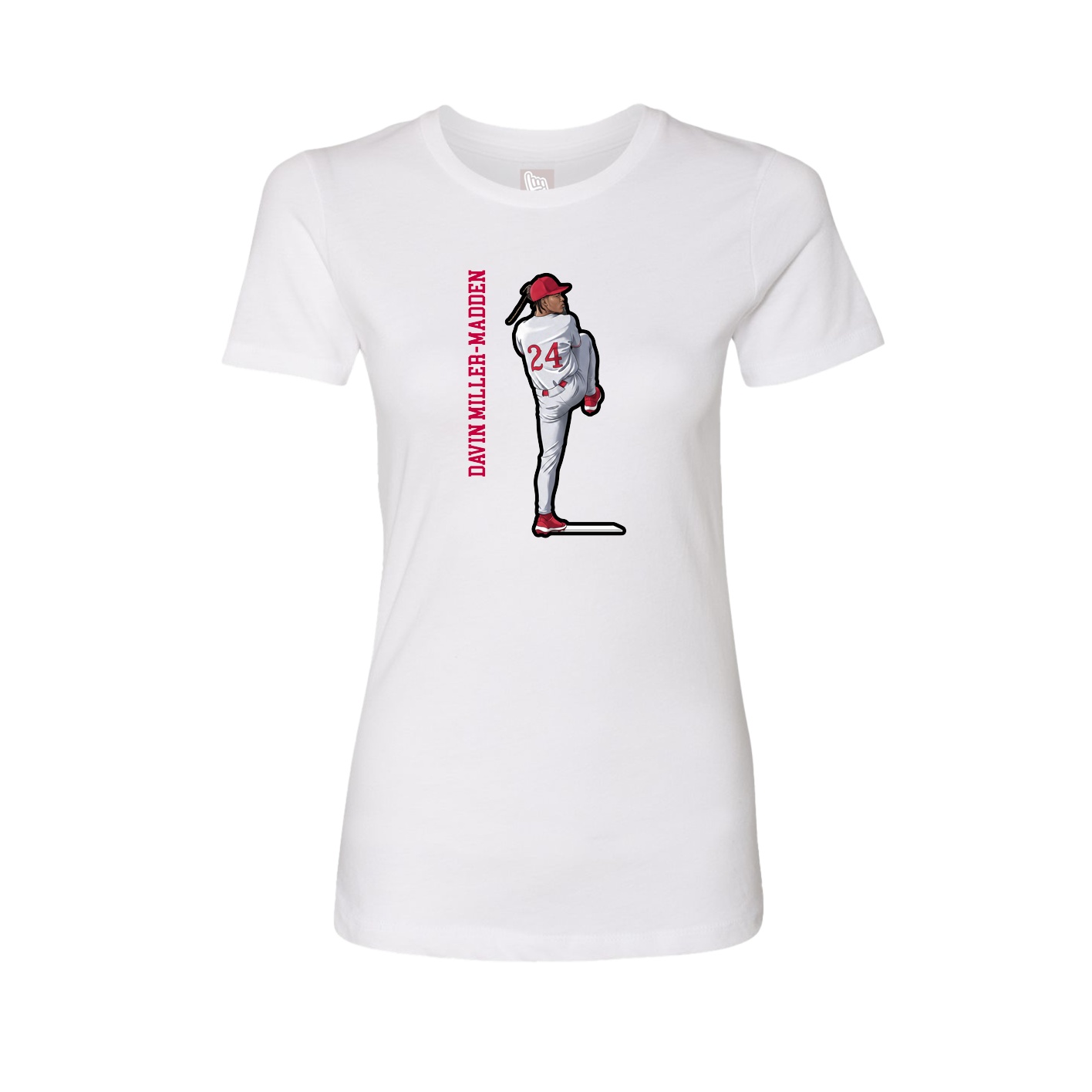 Womens Tee — Name Vertical in White