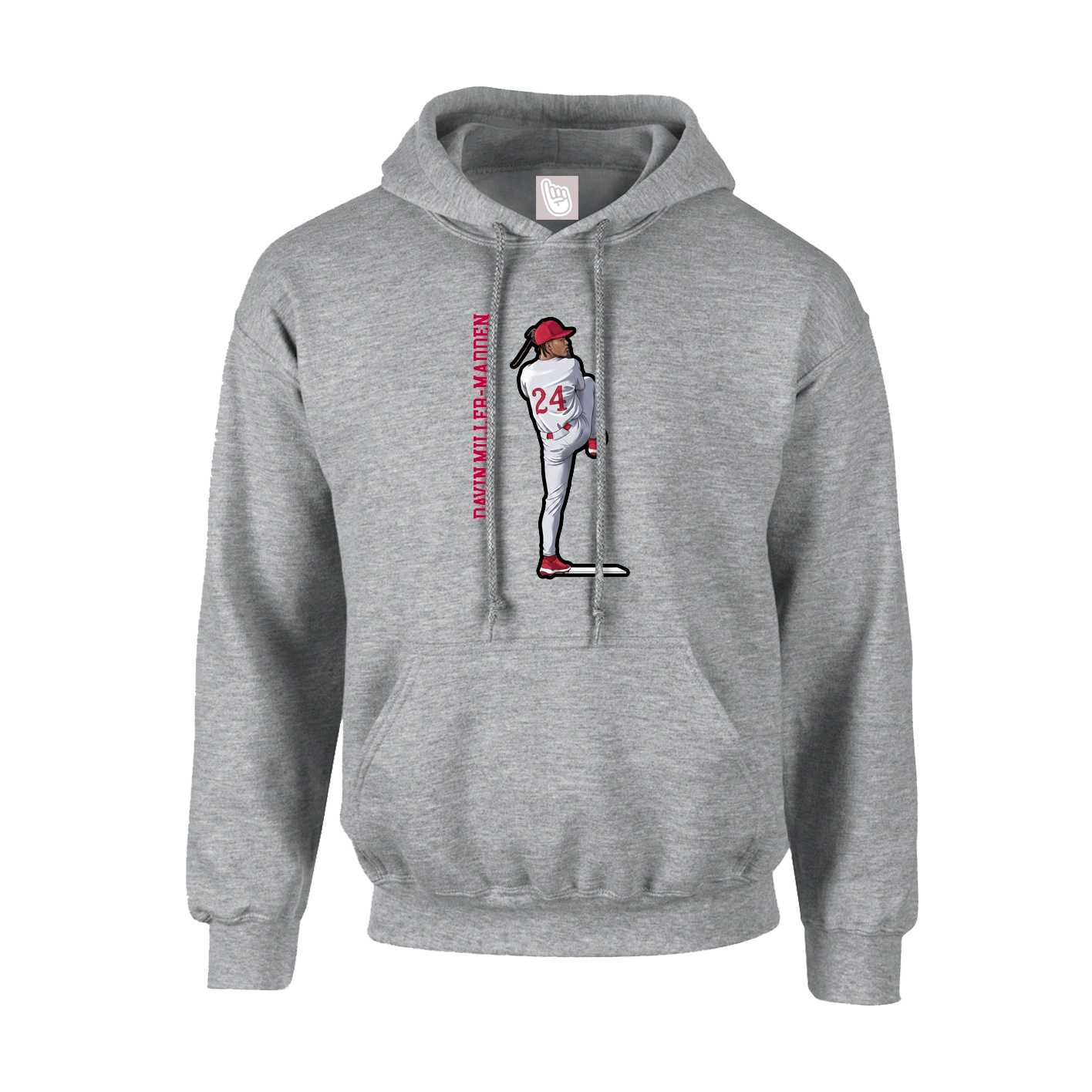 Hoodie — Name Vertical in Grey