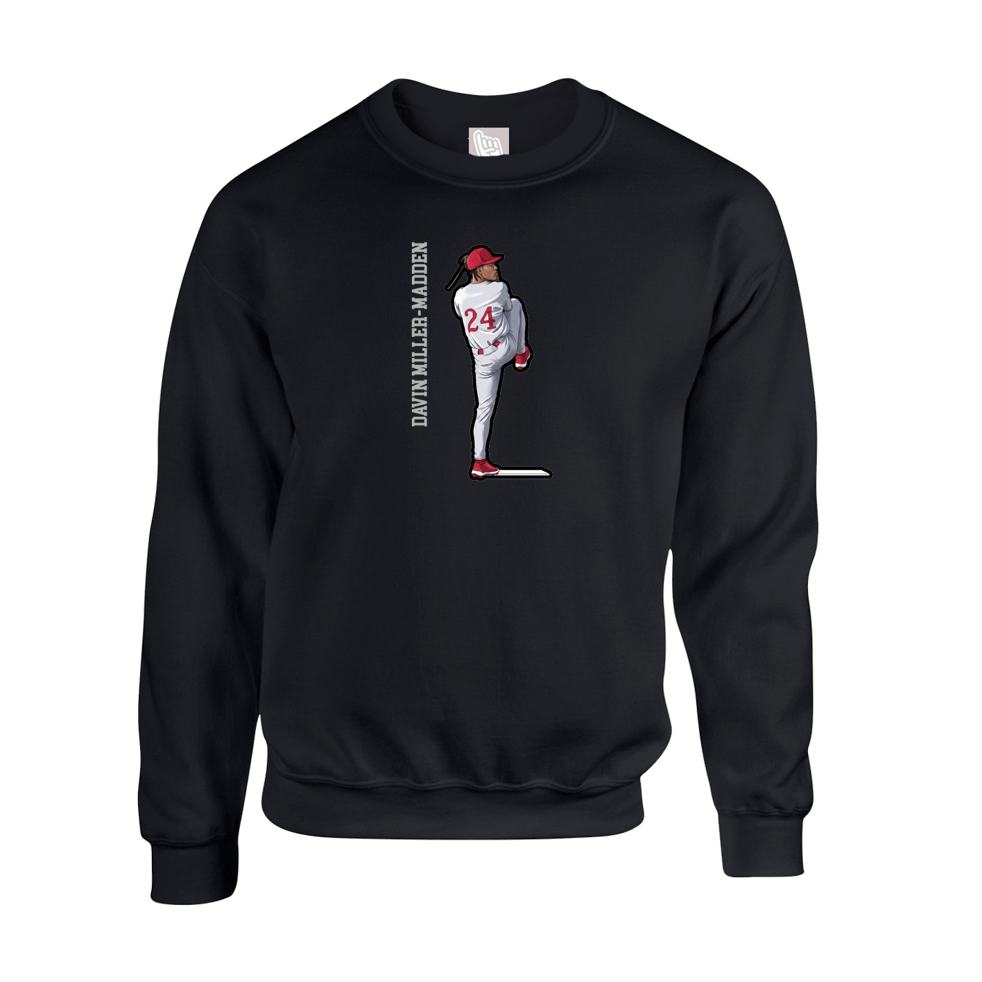 Fleece Crew — Name Vertical in Black