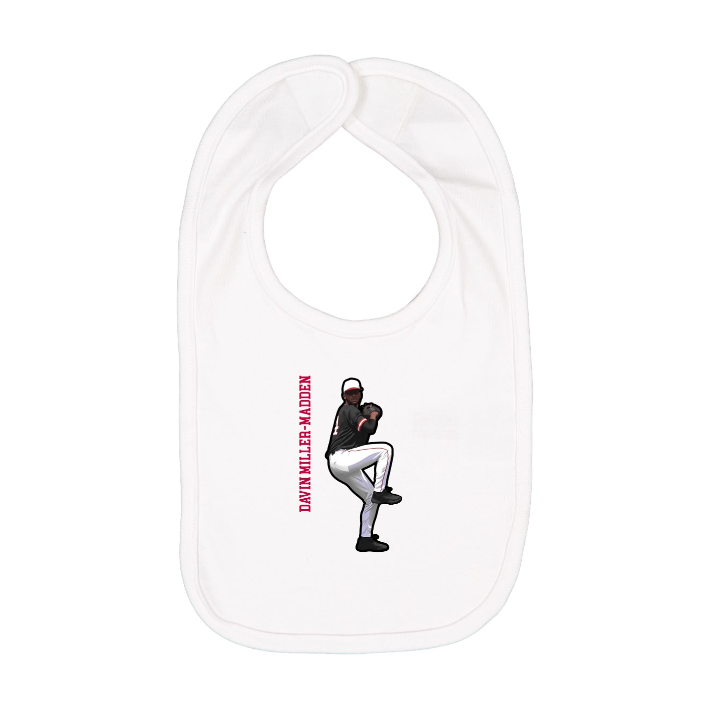 Infant Bib — Name Vertical in White