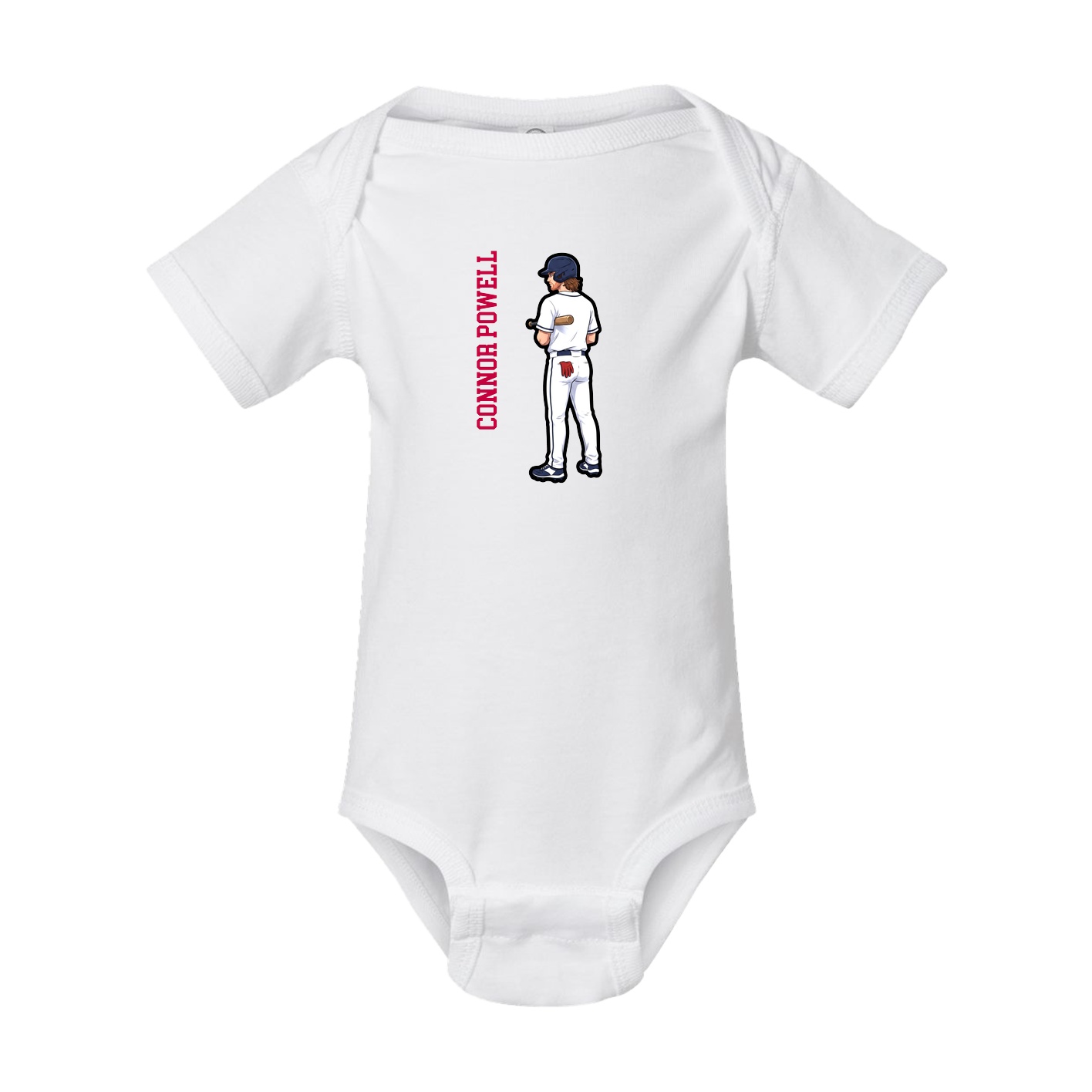 Baby Onesie — Name Vertical in White