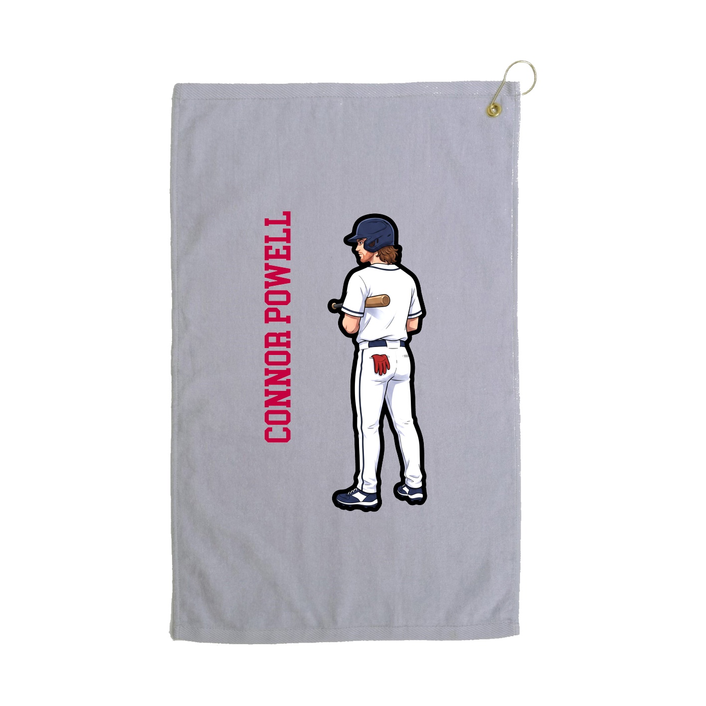 Golf Towel — Name Vertical in Grey