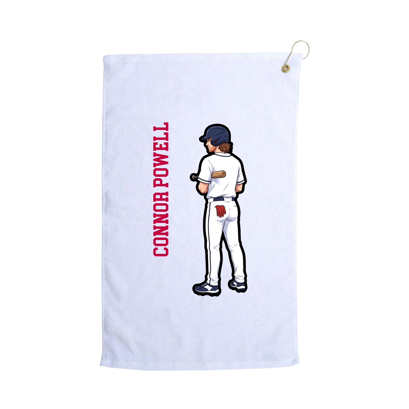 Golf Towel — Name Vertical in White