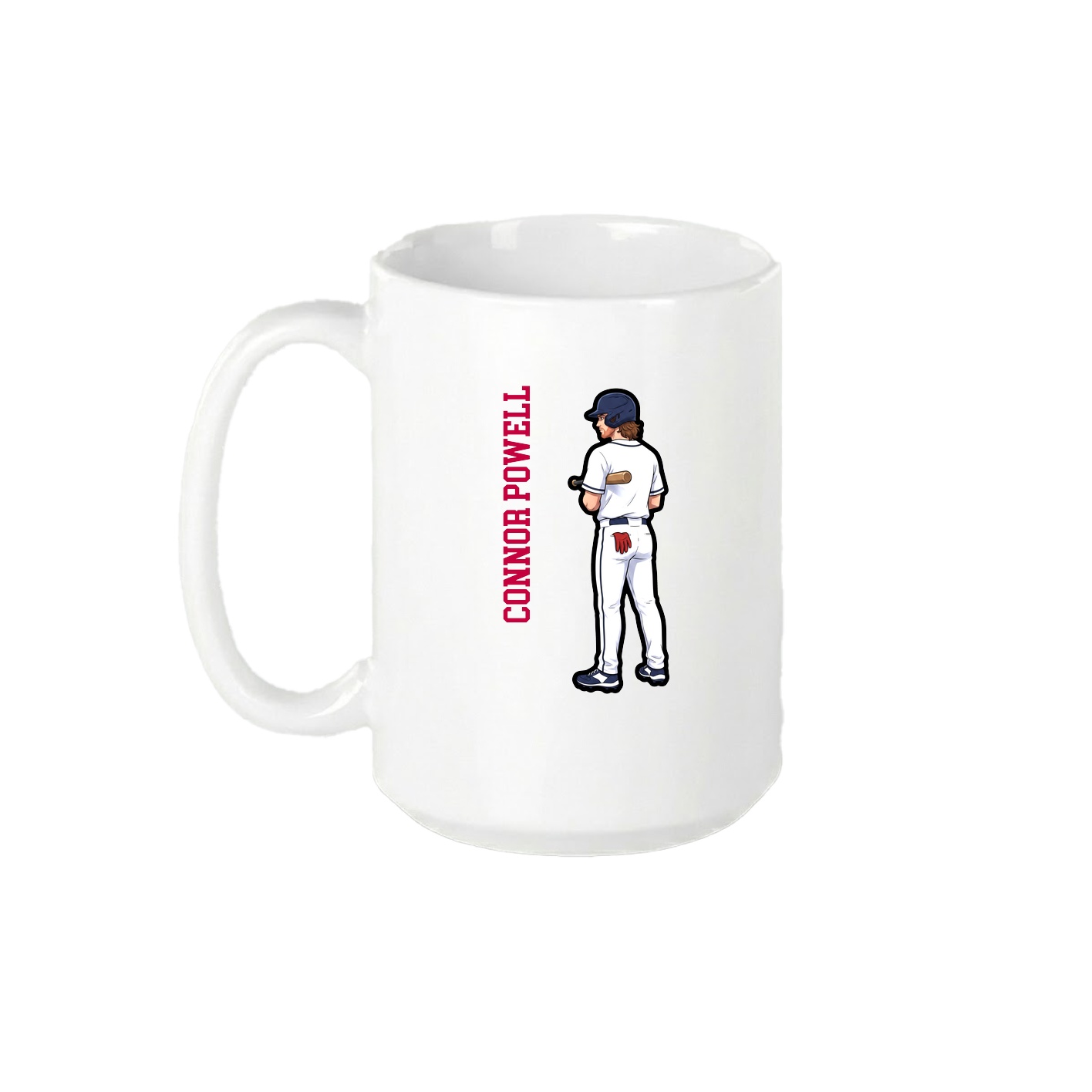 15oz Coffee Mug — Name Vertical in White