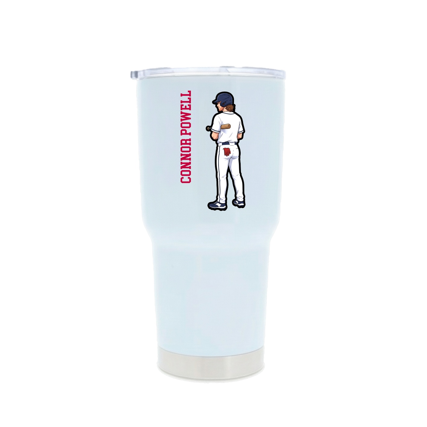 30oz Stainless Steel Tumbler — Name Vertical in White