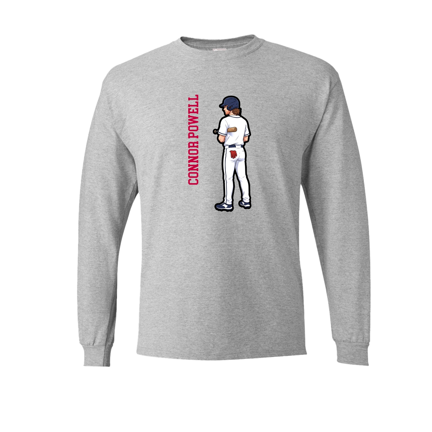 Long Sleeve Tee — Name Vertical in Grey
