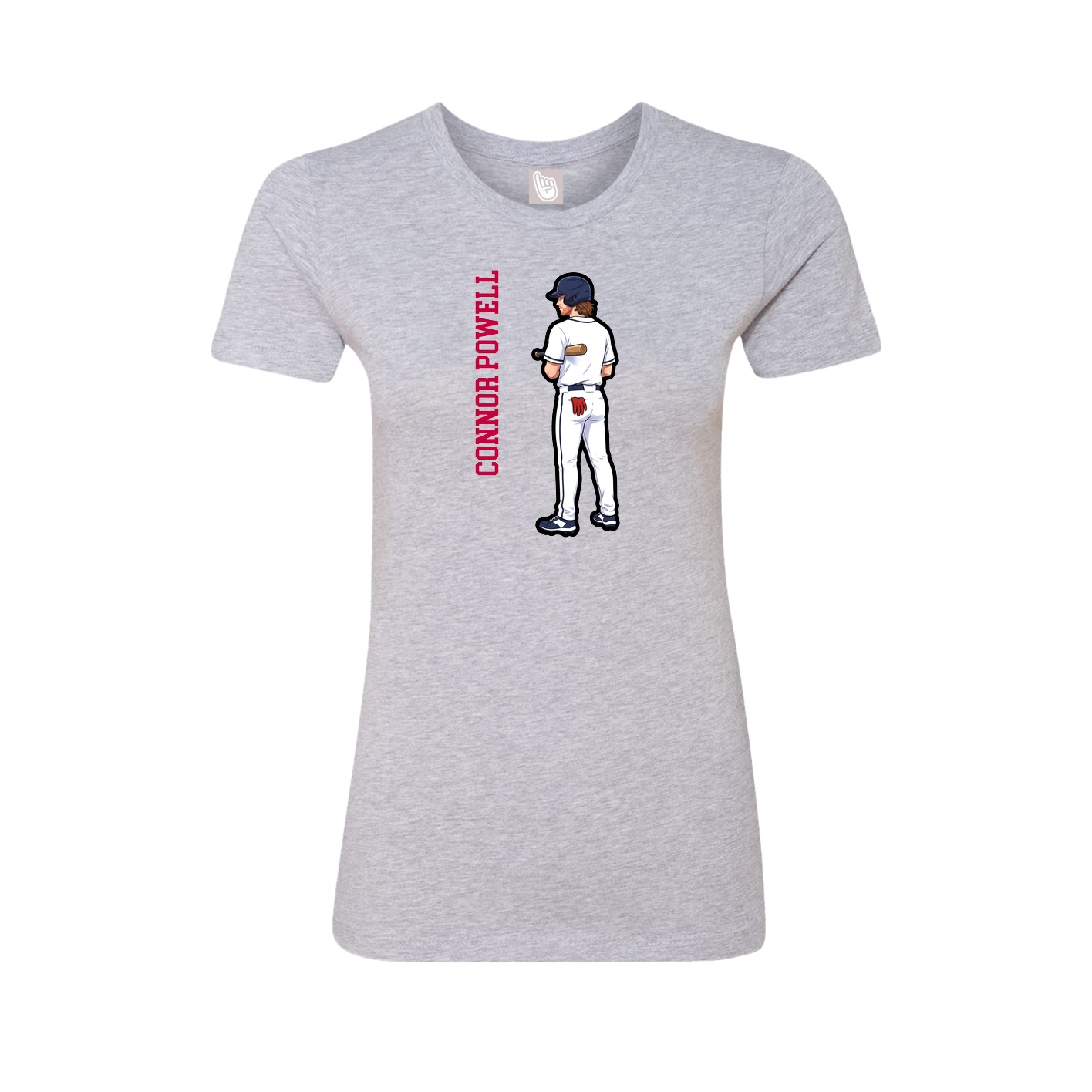 Fitted Women's Tee — Name Vertical in Grey