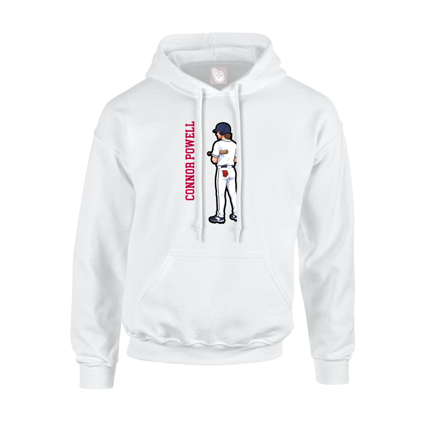 Youth Hoodie — Name Vertical in White