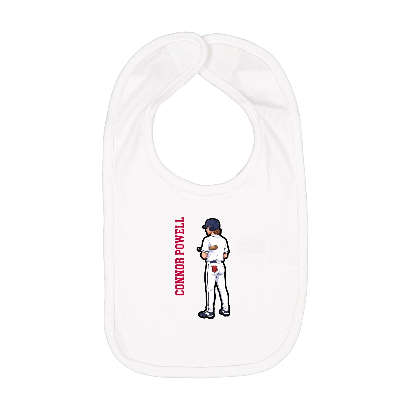 Infant Bib — Name Vertical in White
