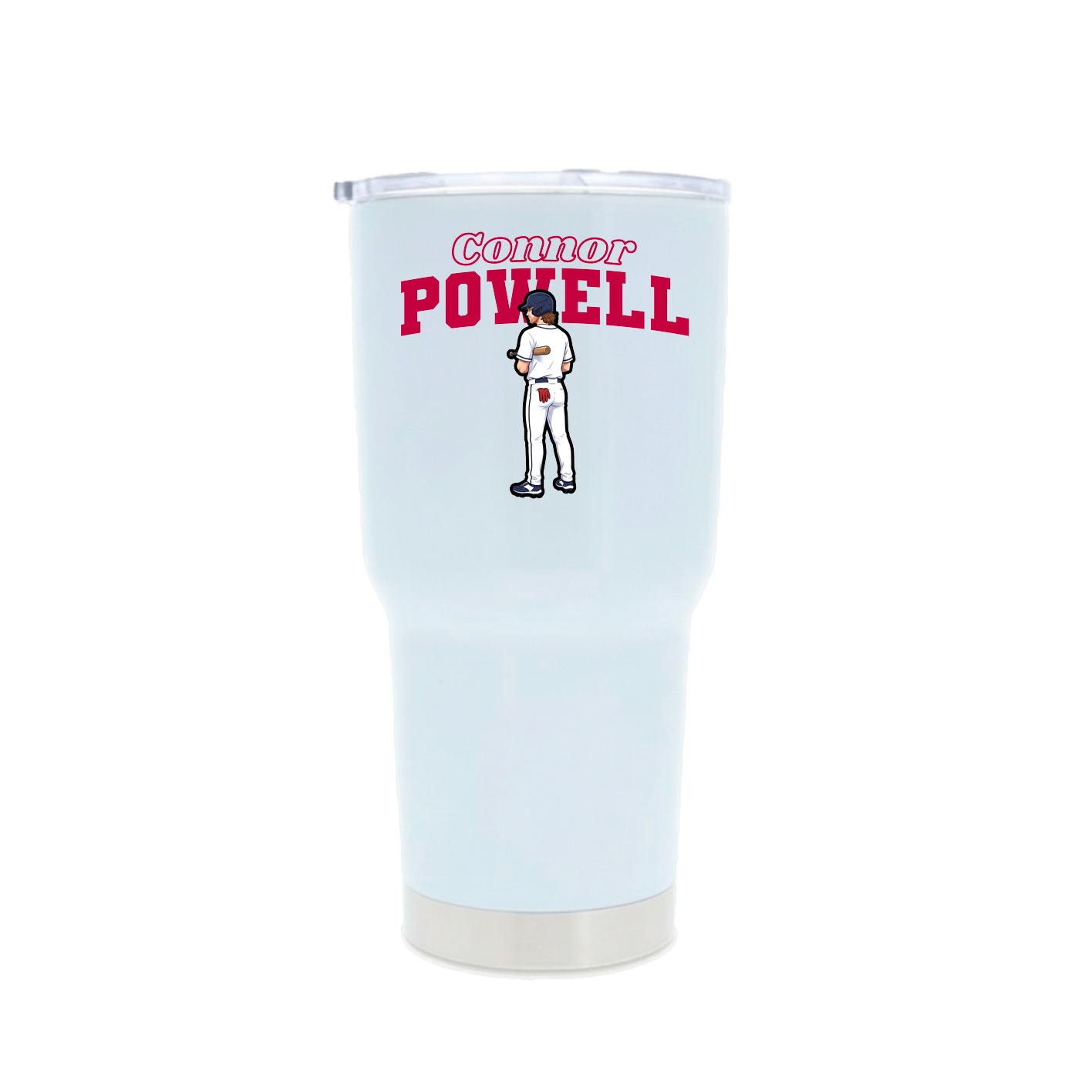 30oz Stainless Steel Tumbler — Name Arch in White