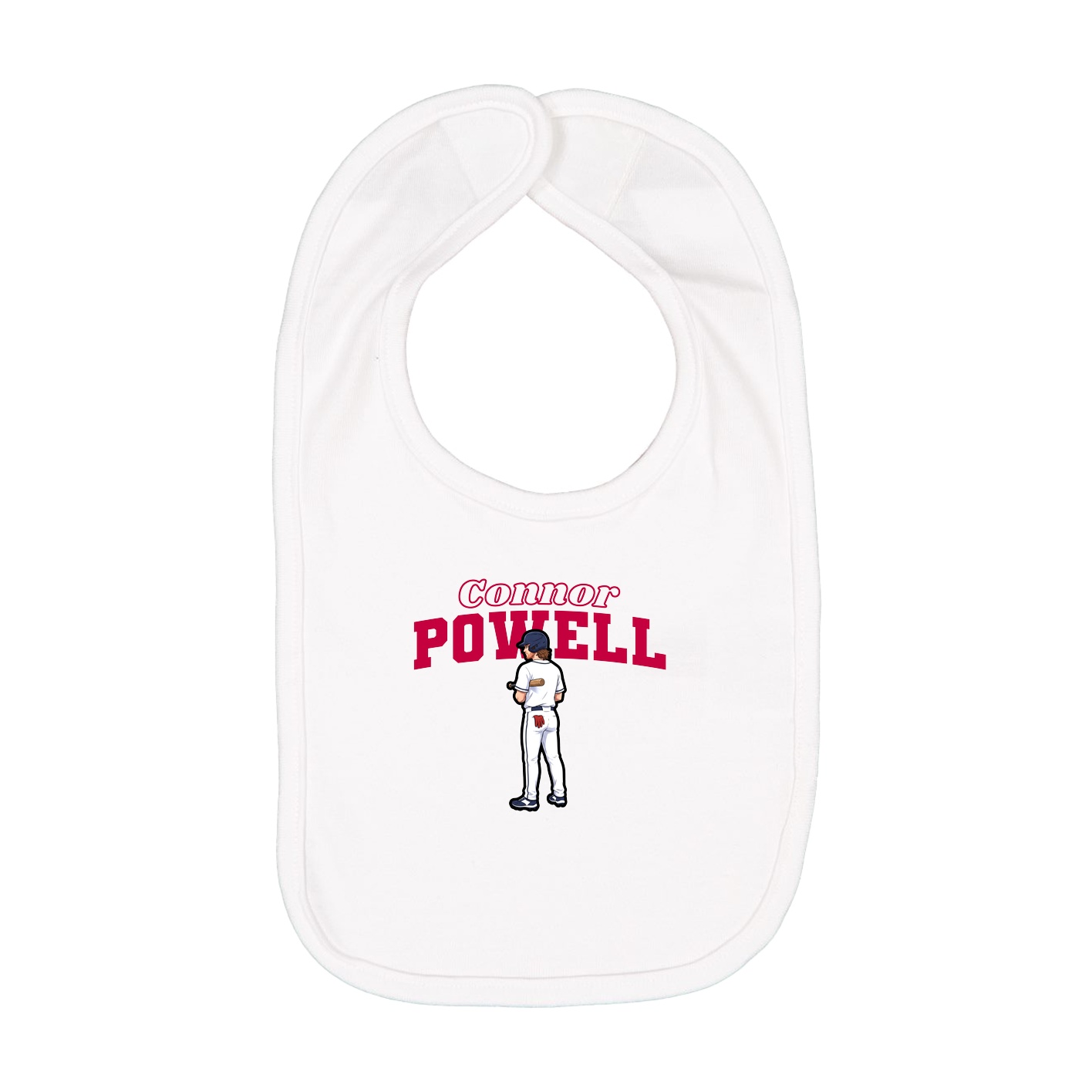 Infant Bib — Name Arch in White