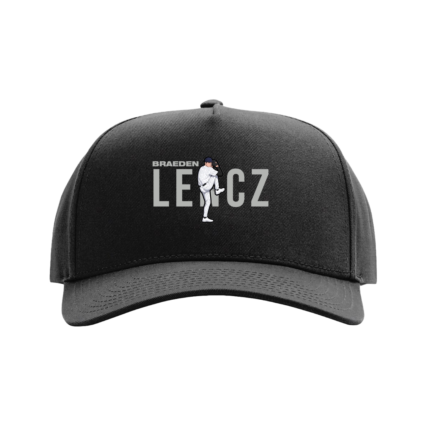 Full Fabric Five-Panel Champ Cap — Player Name in Black