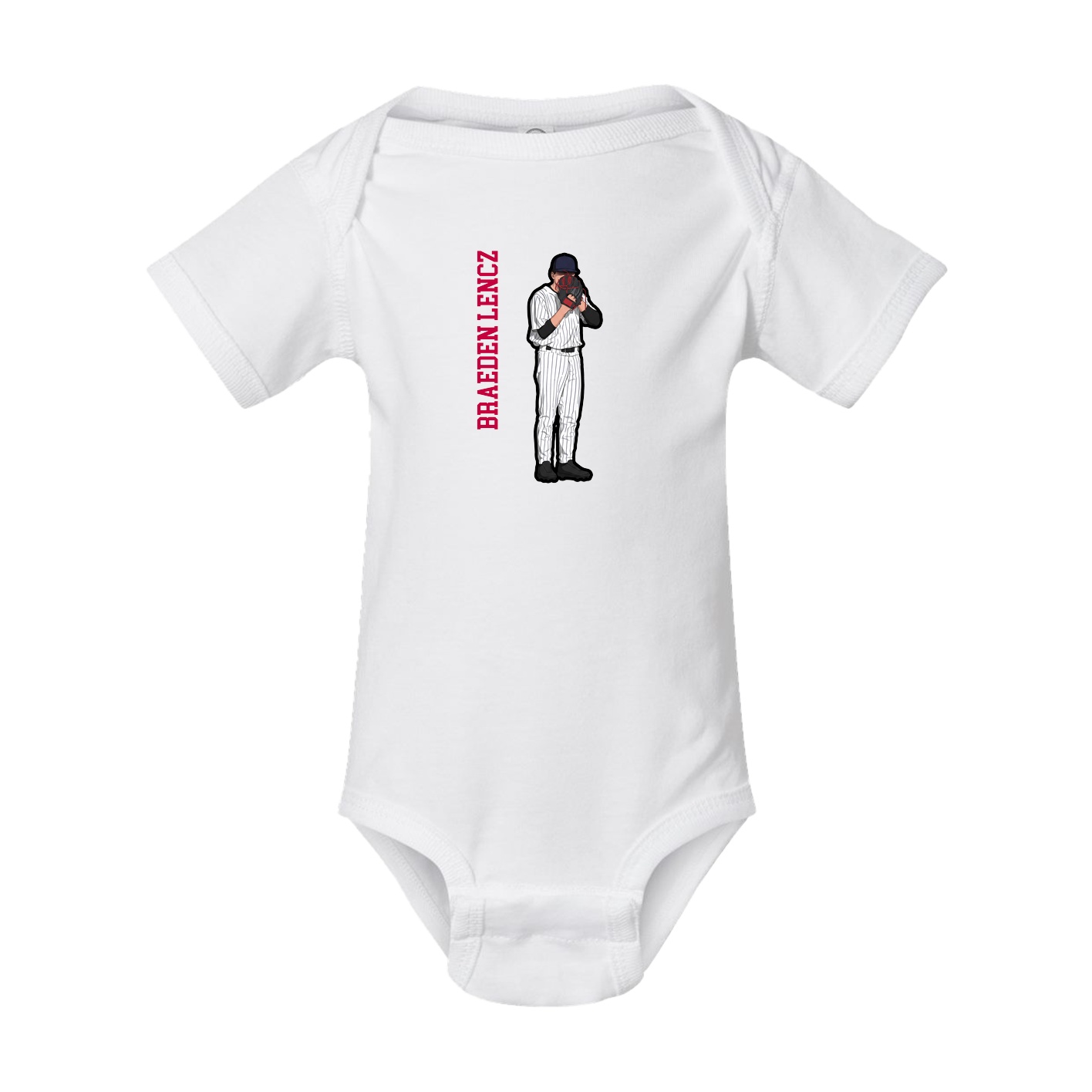 Baby Onesie — Name Vertical in White