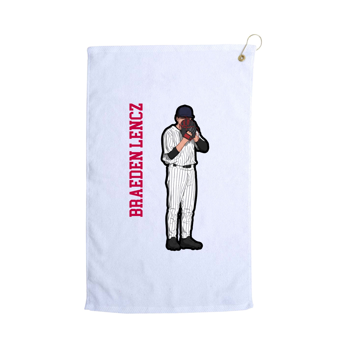 Golf Towel — Name Vertical in White