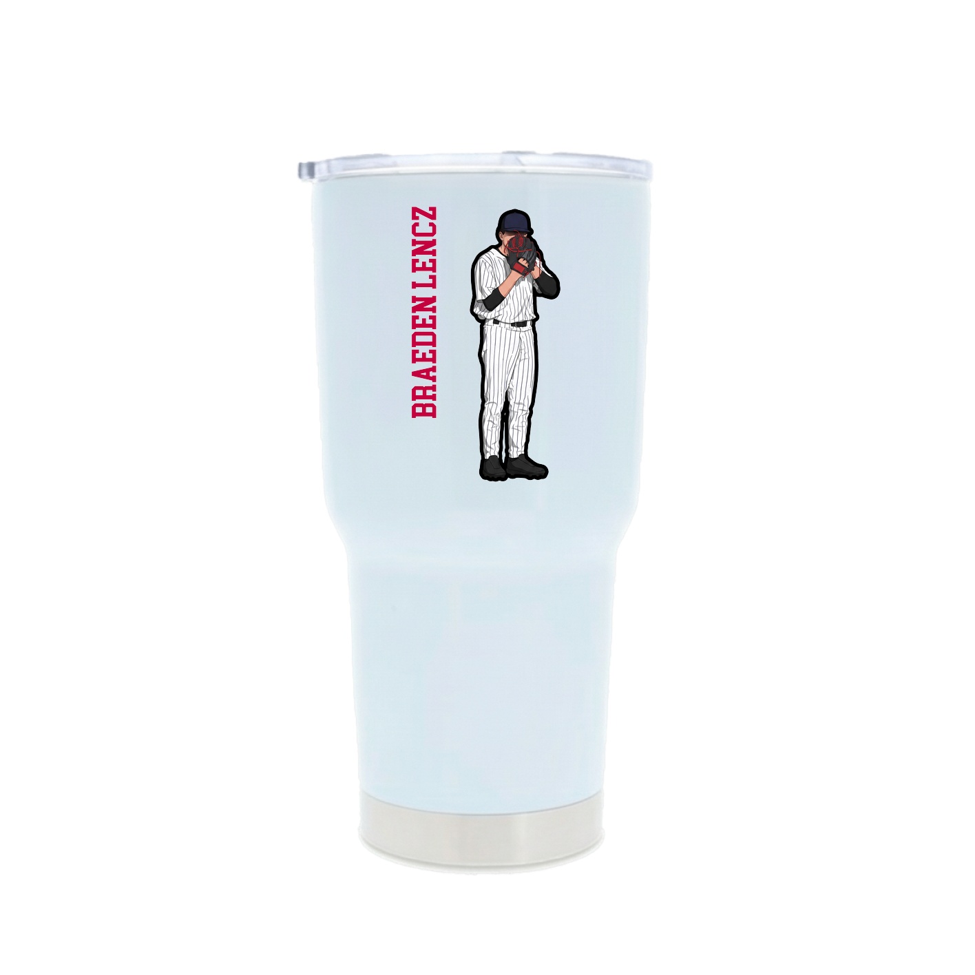 30oz Stainless Steel Tumbler — Name Vertical in White