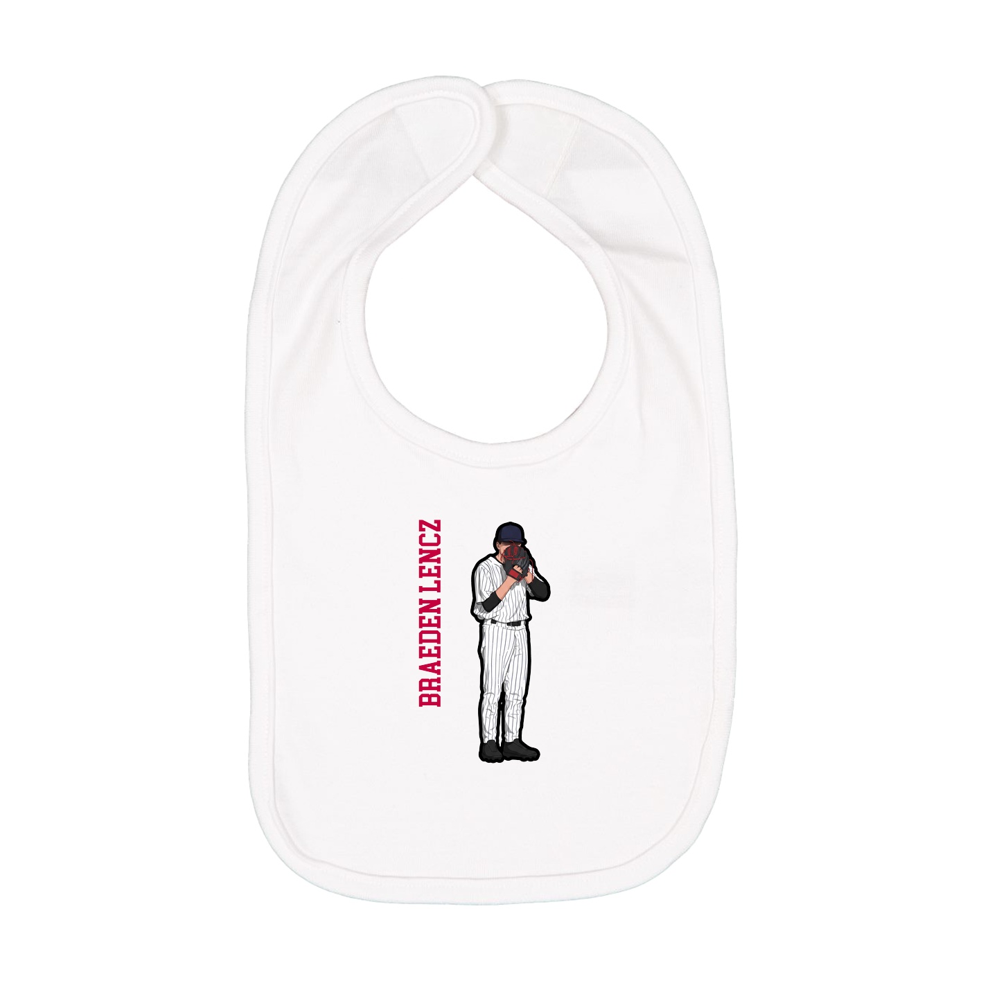 Infant Bib — Name Vertical in White