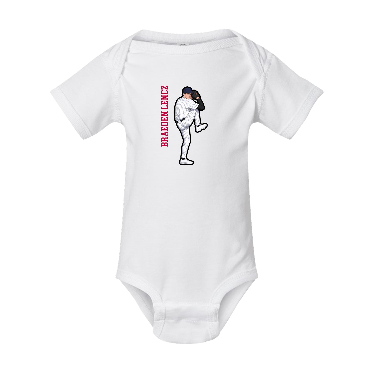 Baby Onesie — Name Vertical in White