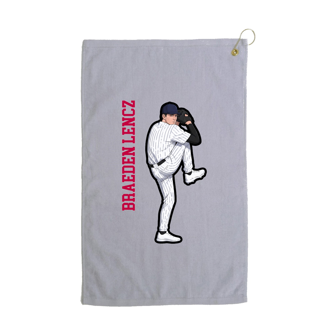 Golf Towel — Name Vertical in Grey