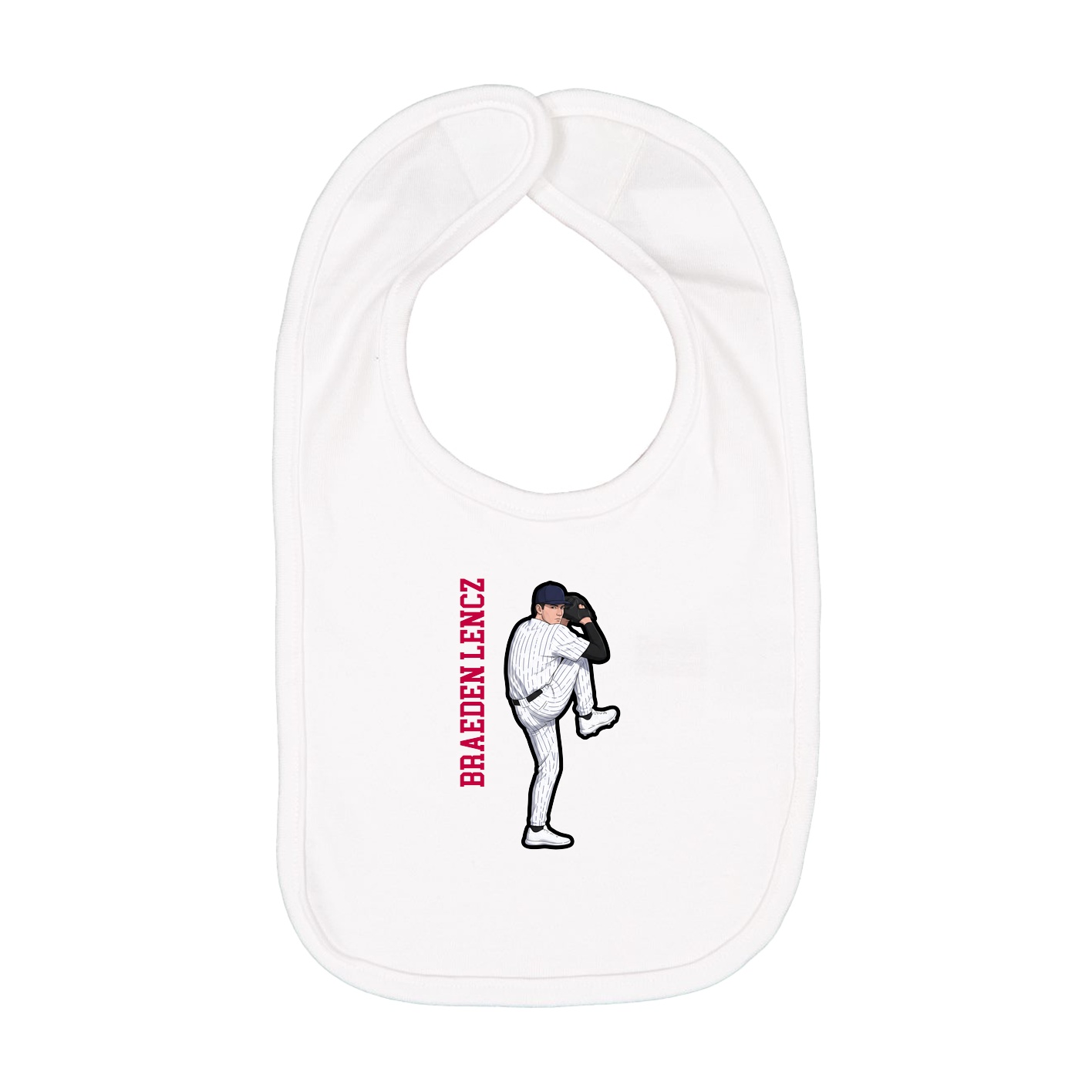 Infant Bib — Name Vertical in White