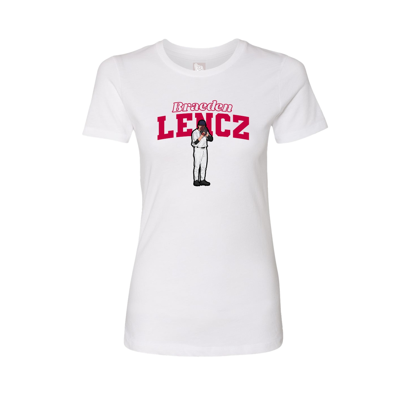 Fitted Women's Tee — Name Arch in White