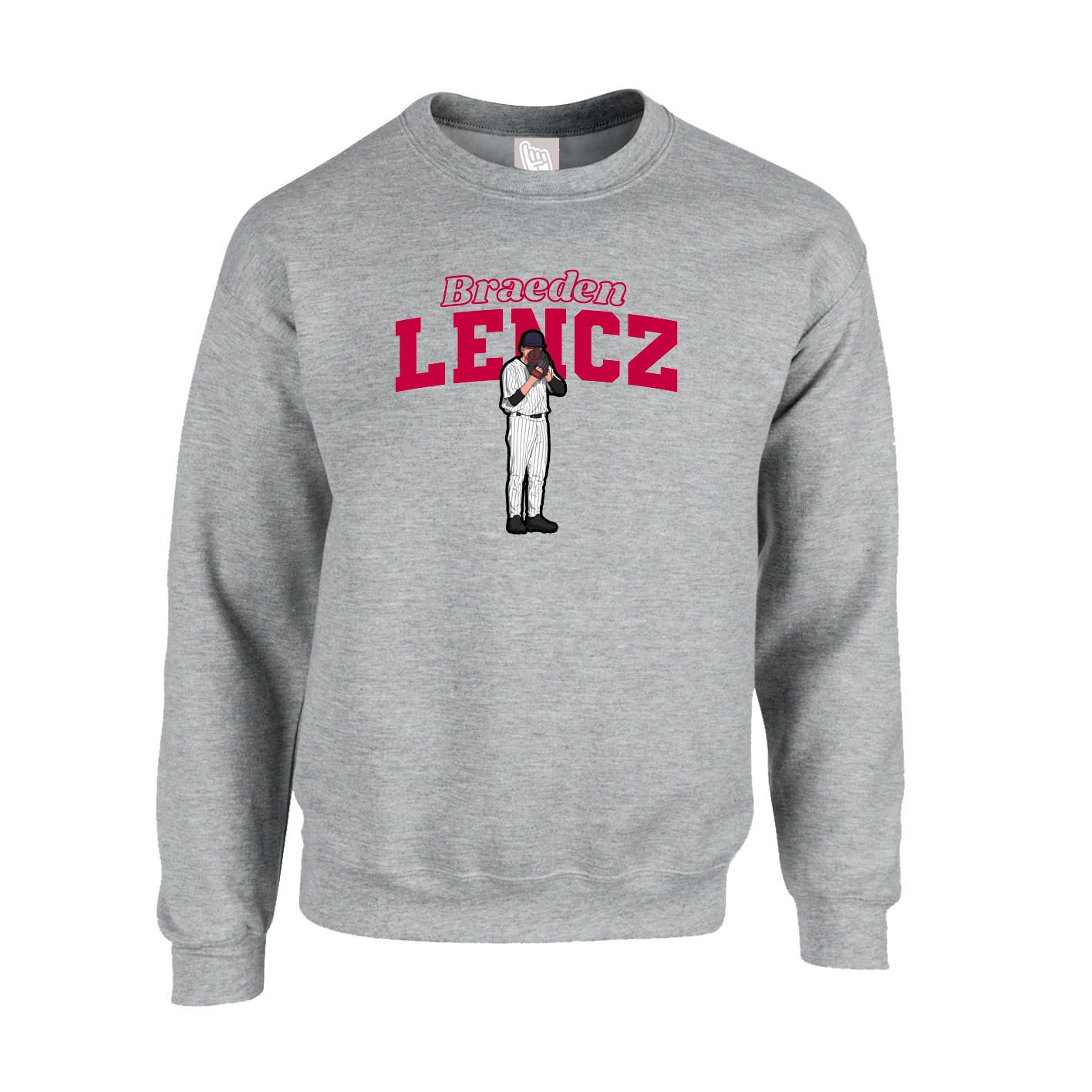 Fleece Crew — Name Arch in Grey