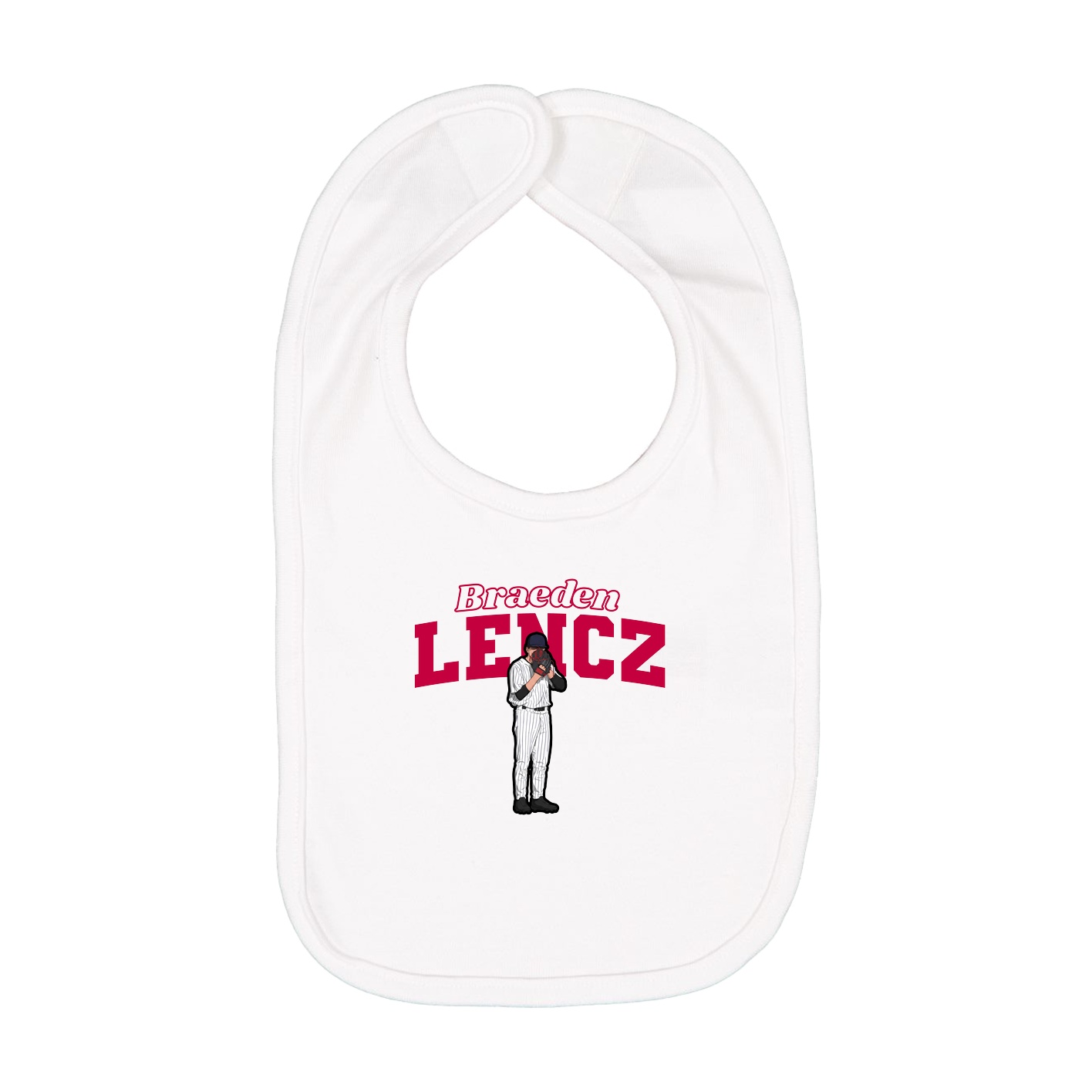Infant Bib — Name Arch in White