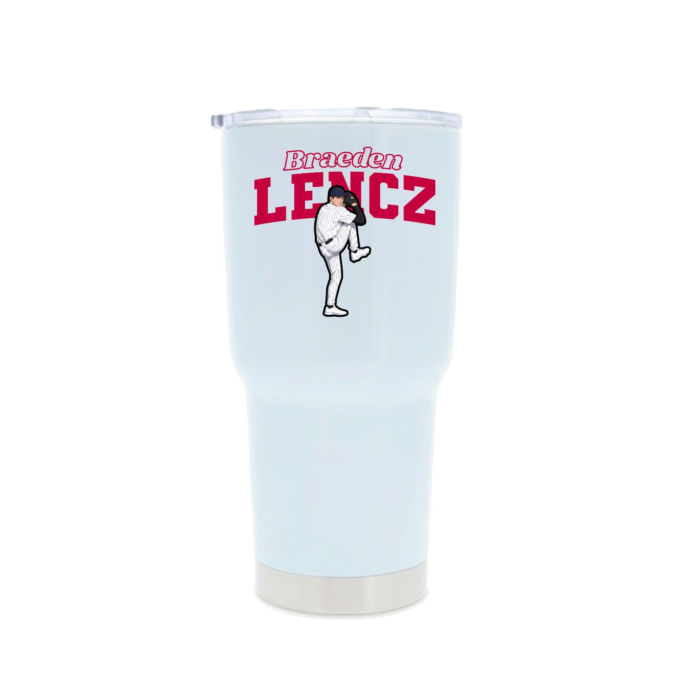 30oz Stainless Steel Tumbler — Name Arch in White