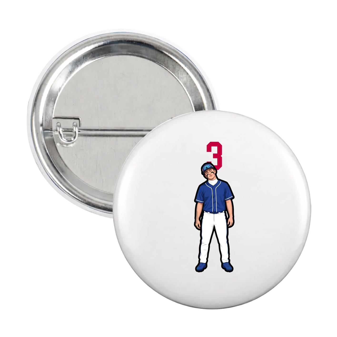 Game Day Button — Number Top in White