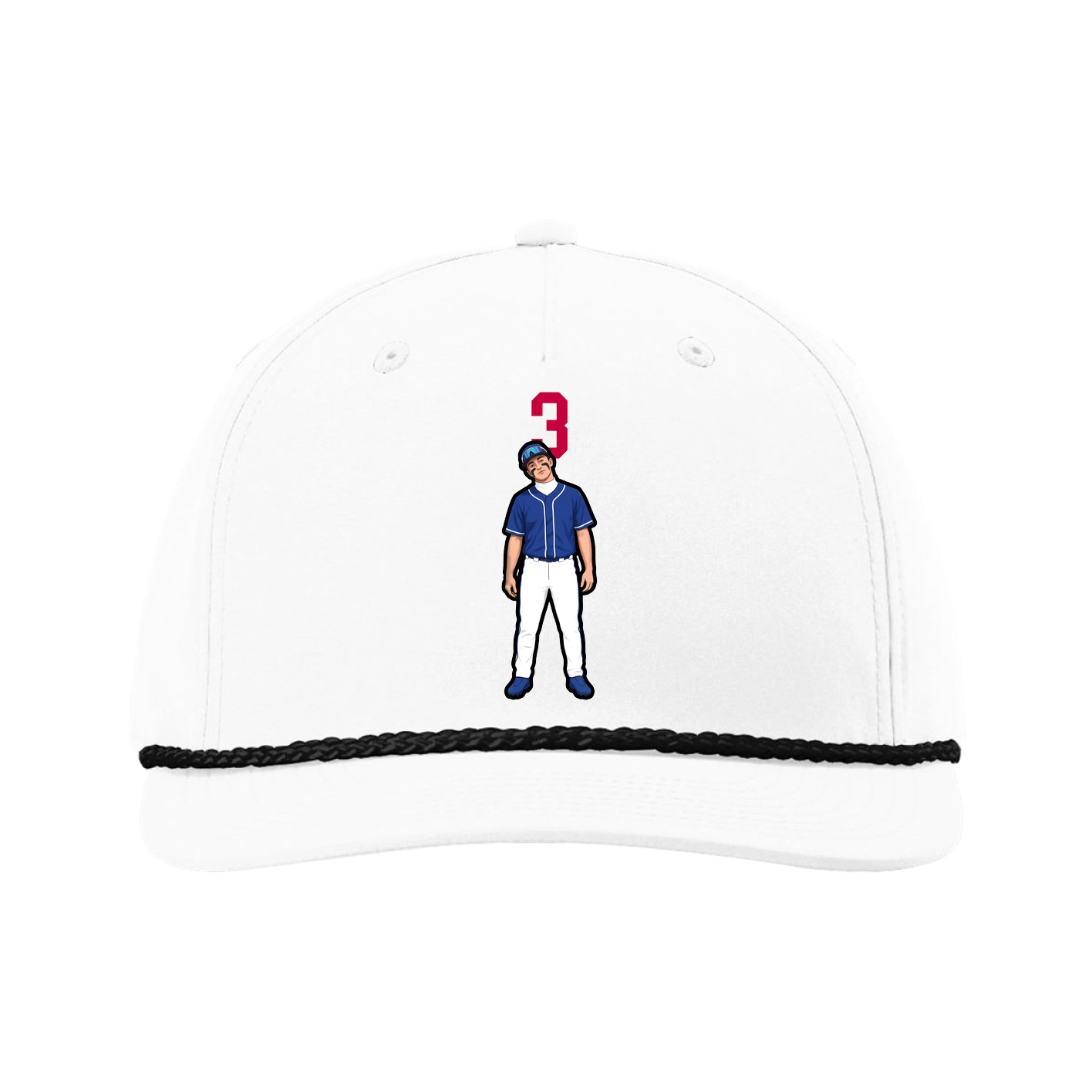 Five-Panel Classic Rope Cap — Number Top in White