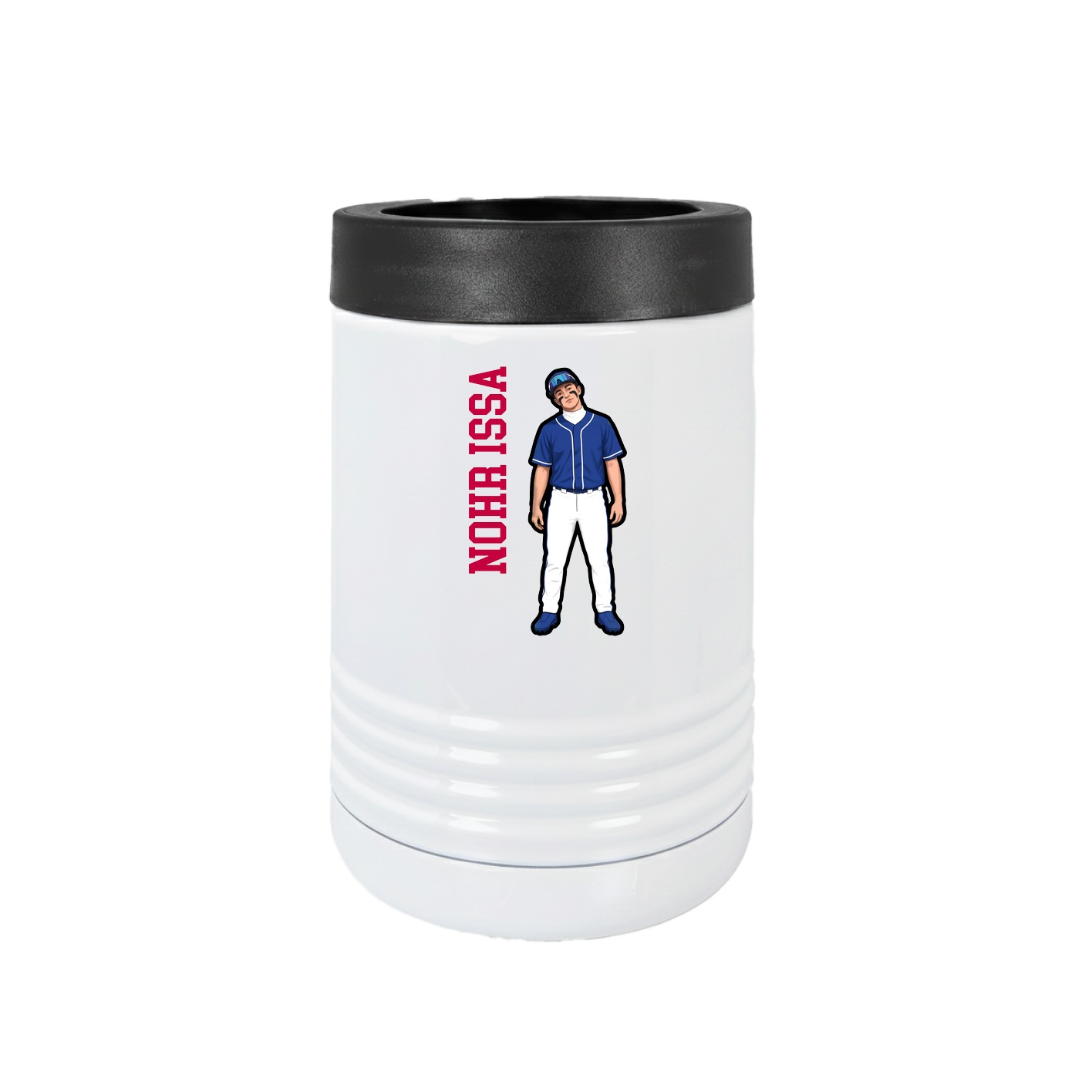 Beverage Holder — Name Vertical in White