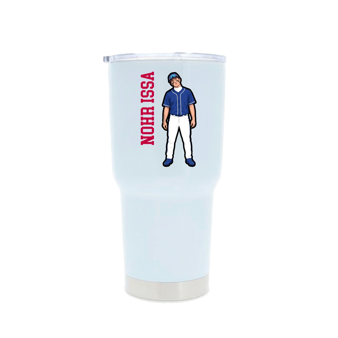30oz Stainless Steel Tumbler — Name Vertical in White