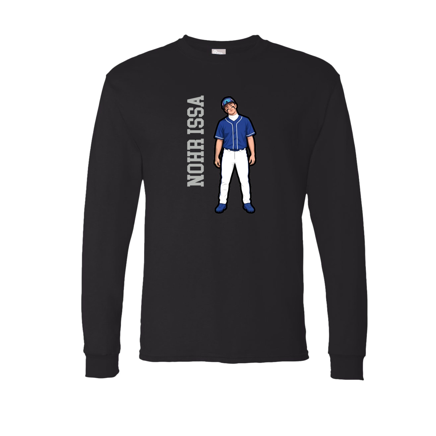 Long Sleeve Tee — Name Vertical in Black