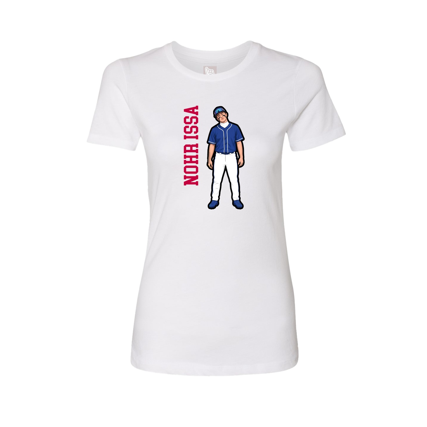 Fitted Women's Tee — Name Vertical in White