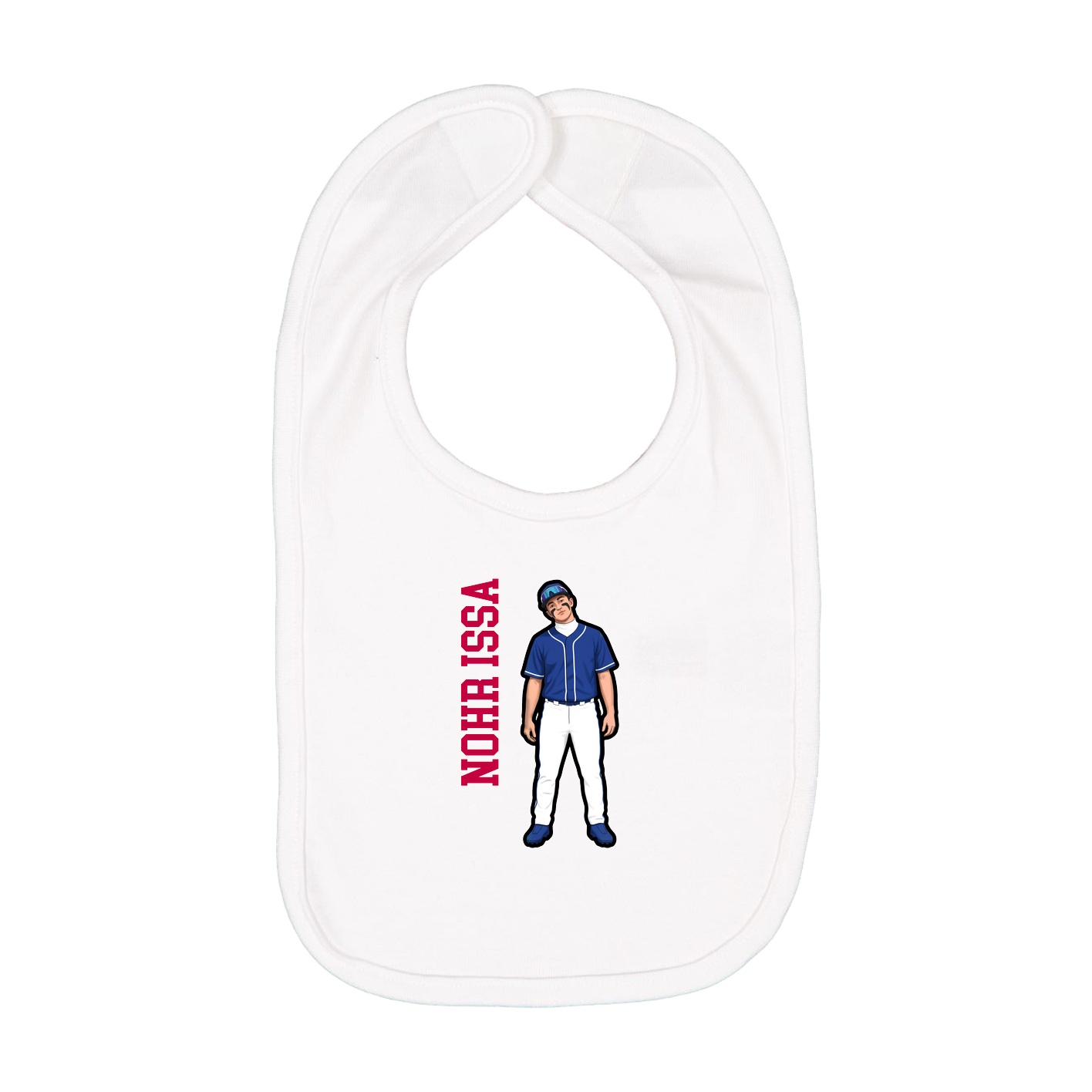Infant Bib — Name Vertical in White