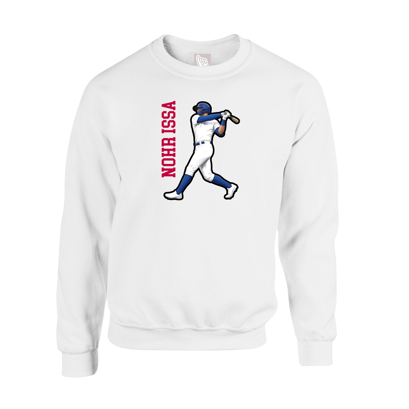 Fleece Crew — Name Vertical in White