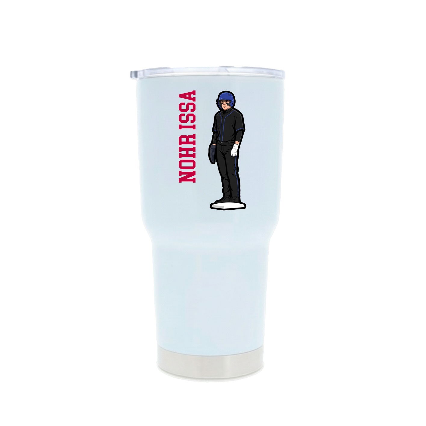 30oz Stainless Steel Tumbler — Name Vertical in White
