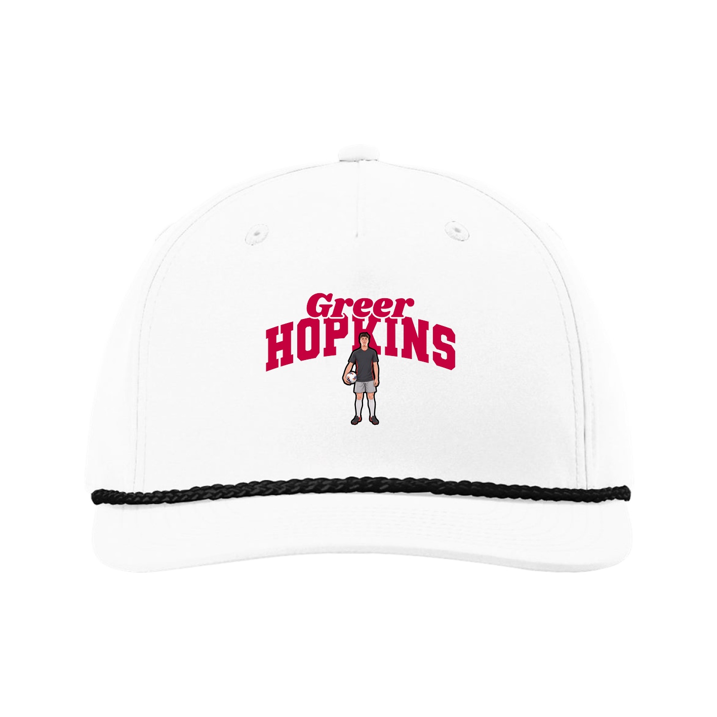 Five-Panel Classic Rope Cap — Signature Arch in White