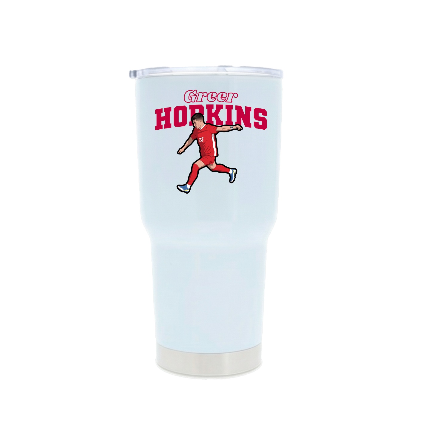 30oz Stainless Steel Tumbler — Name Arch in White