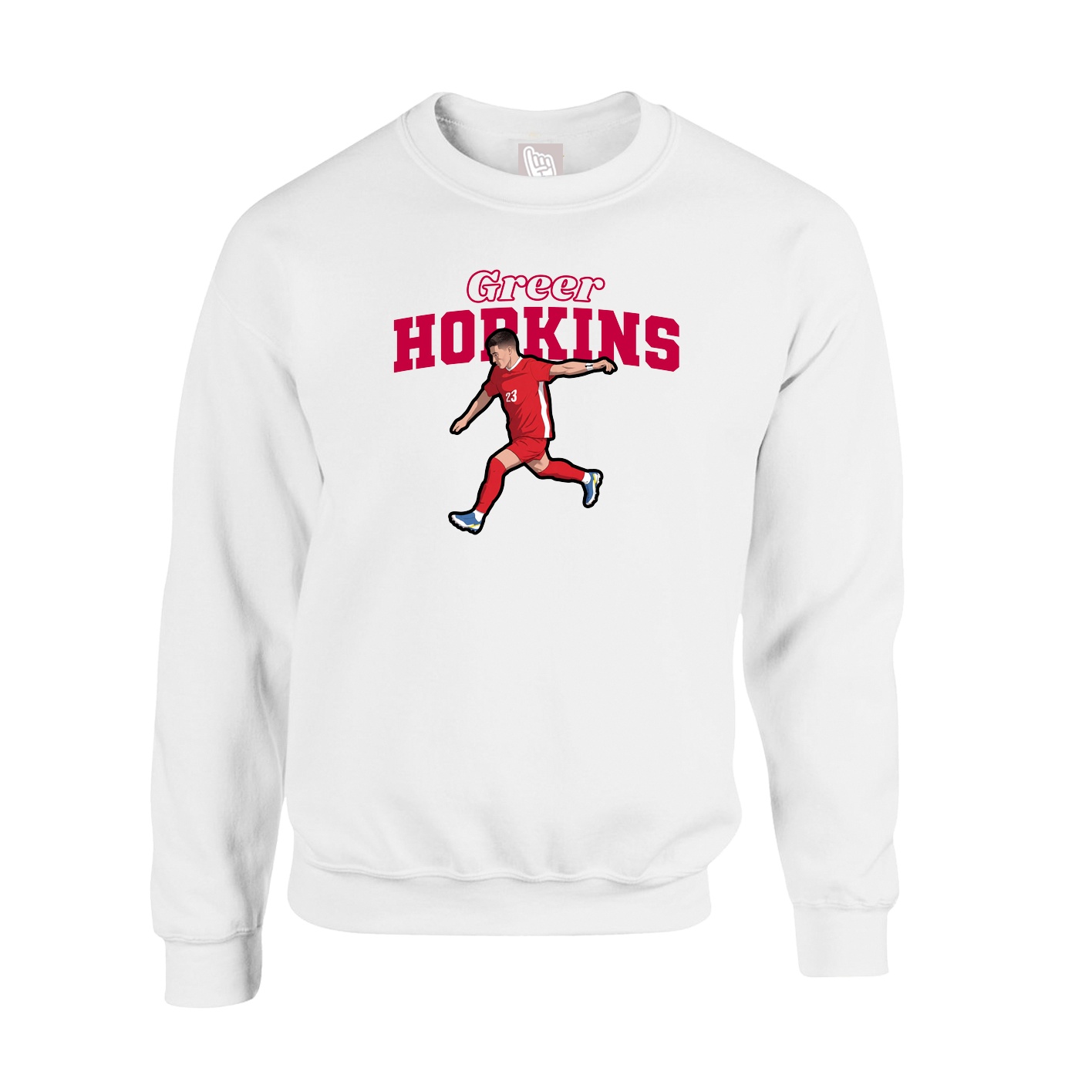 Fleece Crew — Name Arch in White