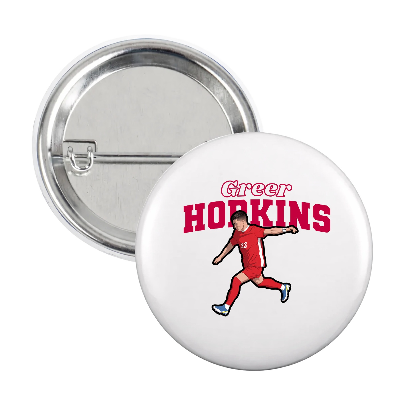 Game Day Button — Name Arch in White