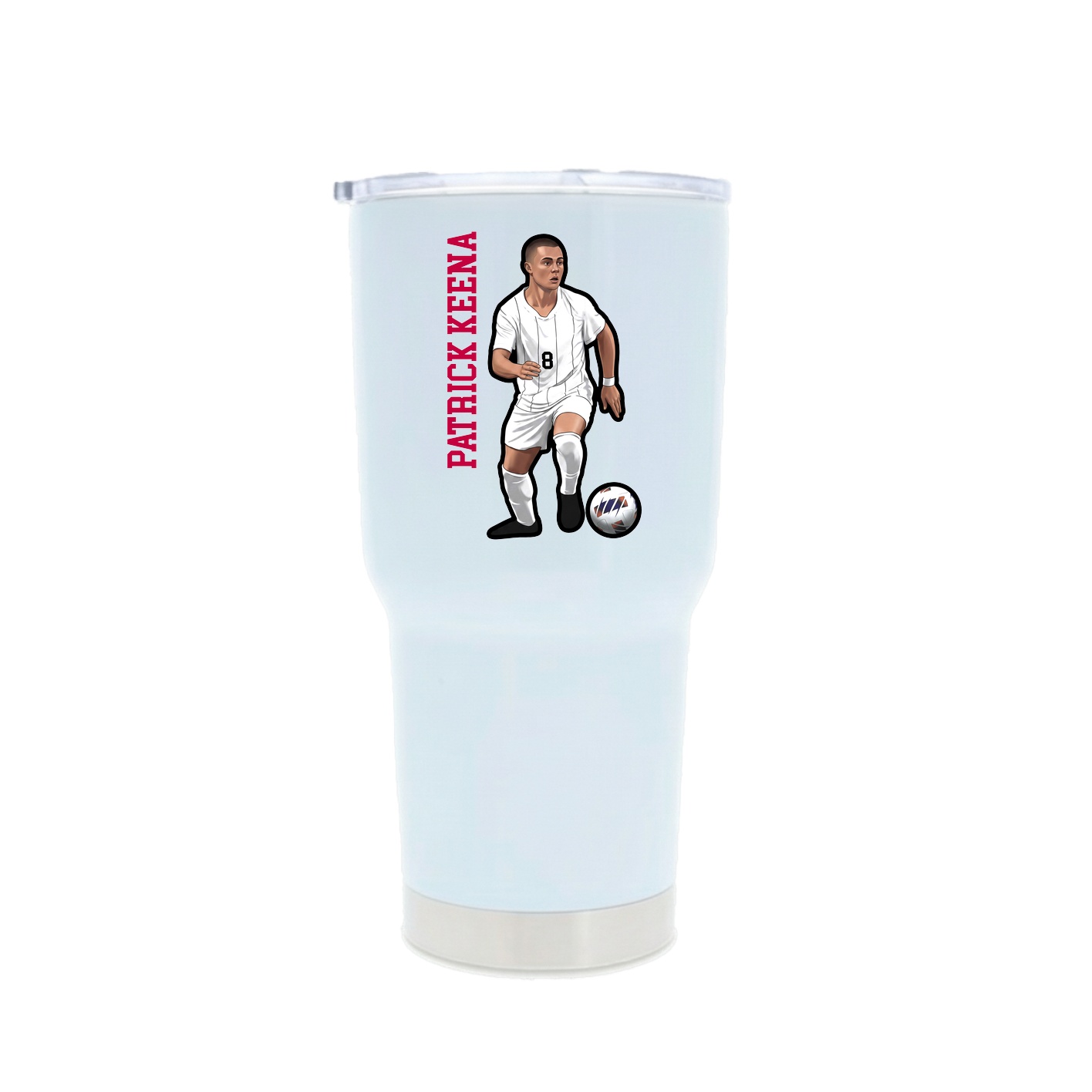 30oz Stainless Steel Tumbler — Name Vertical in White