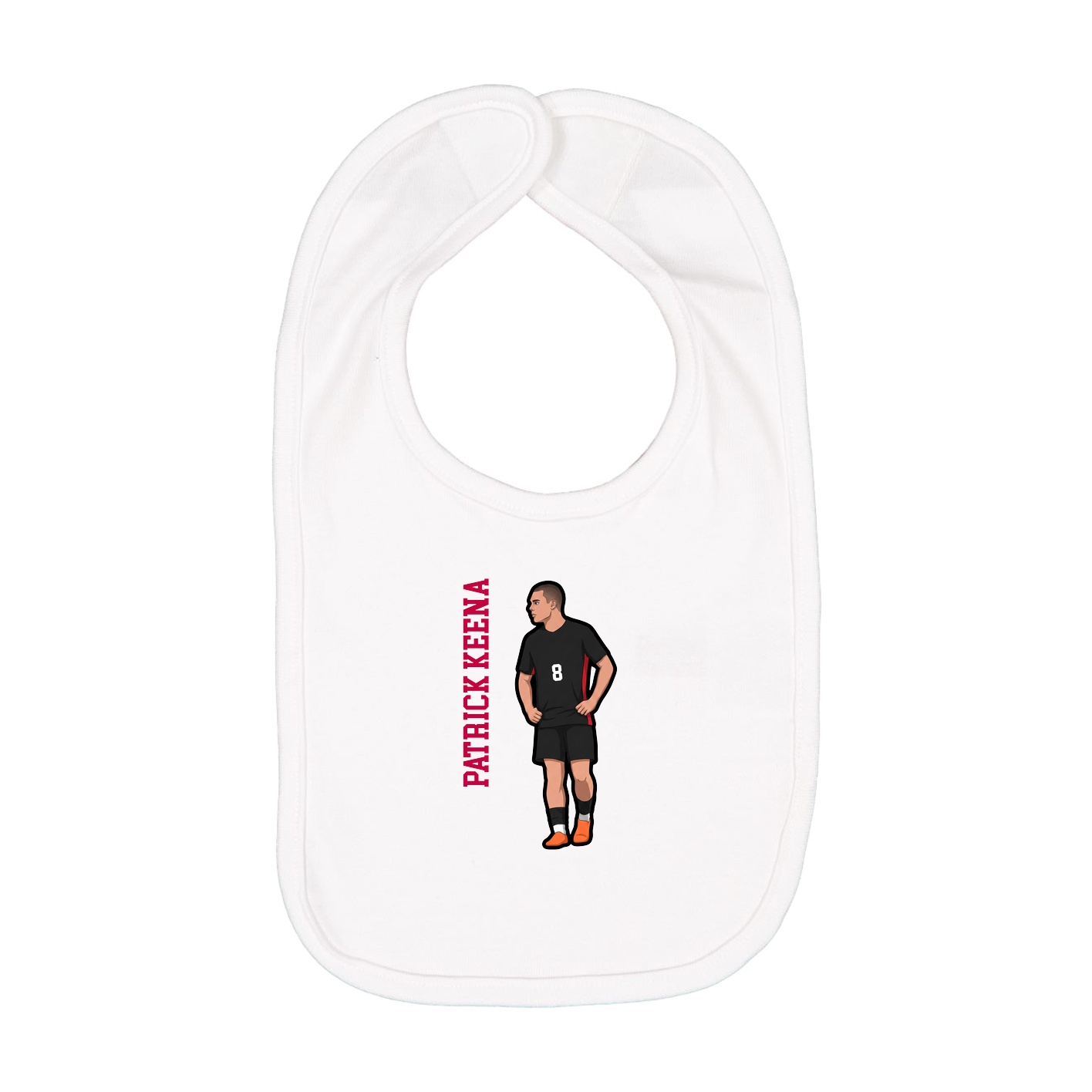 Infant Bib — Name Vertical in White