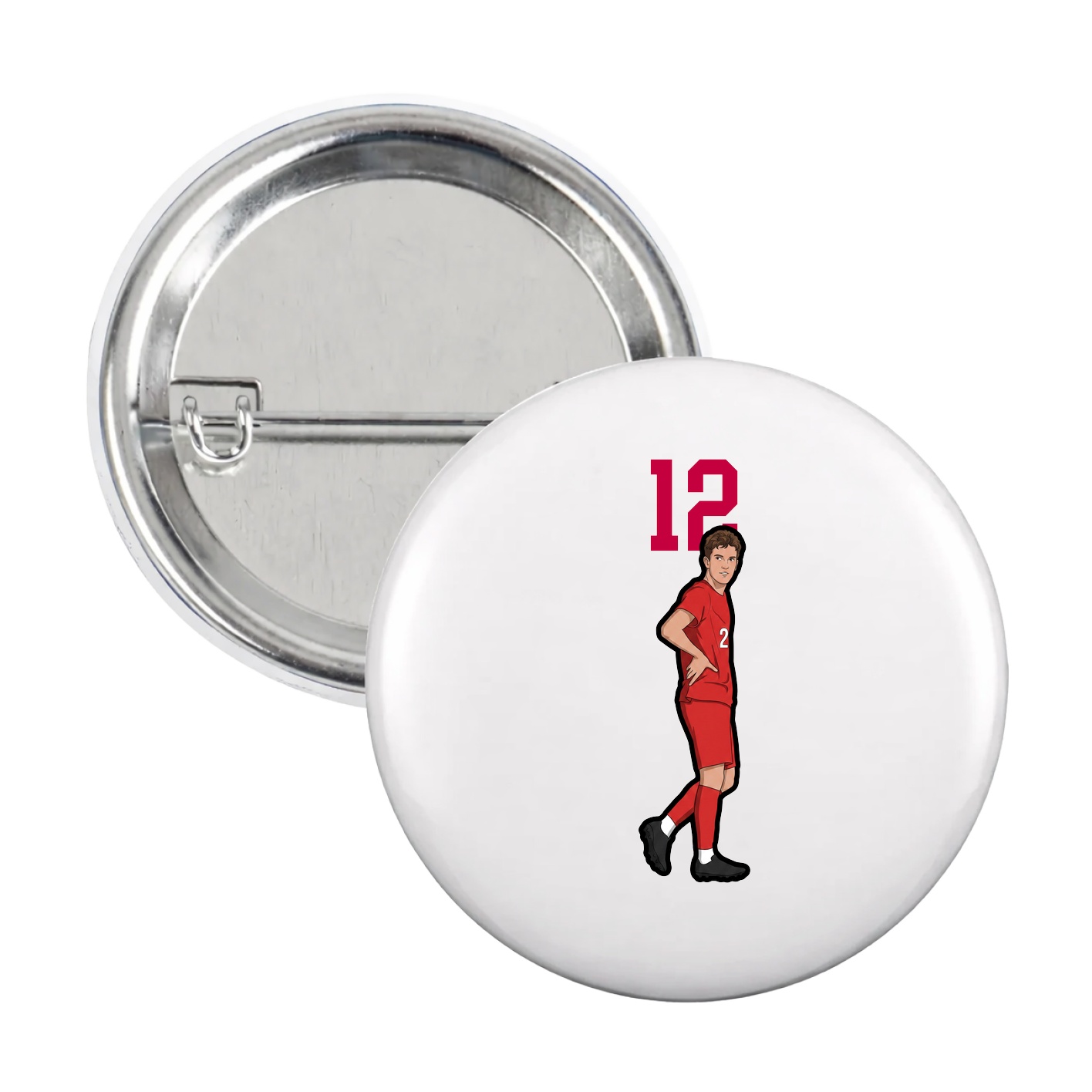 Game Day Button — Number Top in White