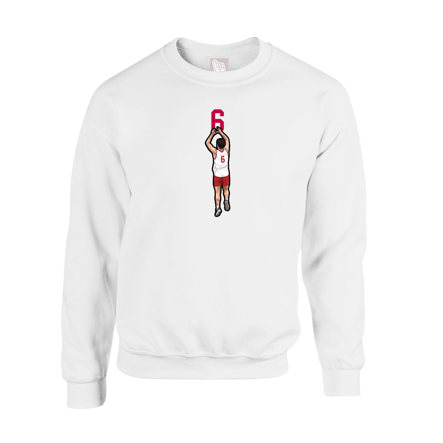 Fleece Crew — Number Top in White