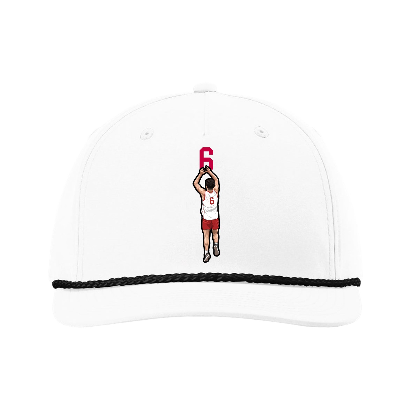 Five-Panel Classic Rope Cap — Number Top in White