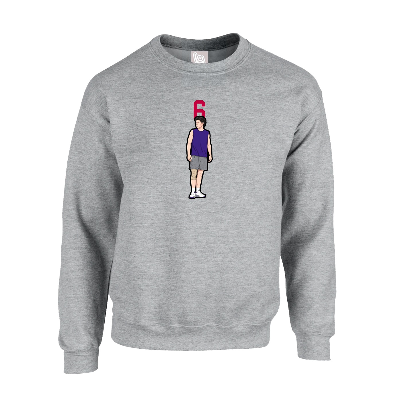 Fleece Crew — Number Top in Grey