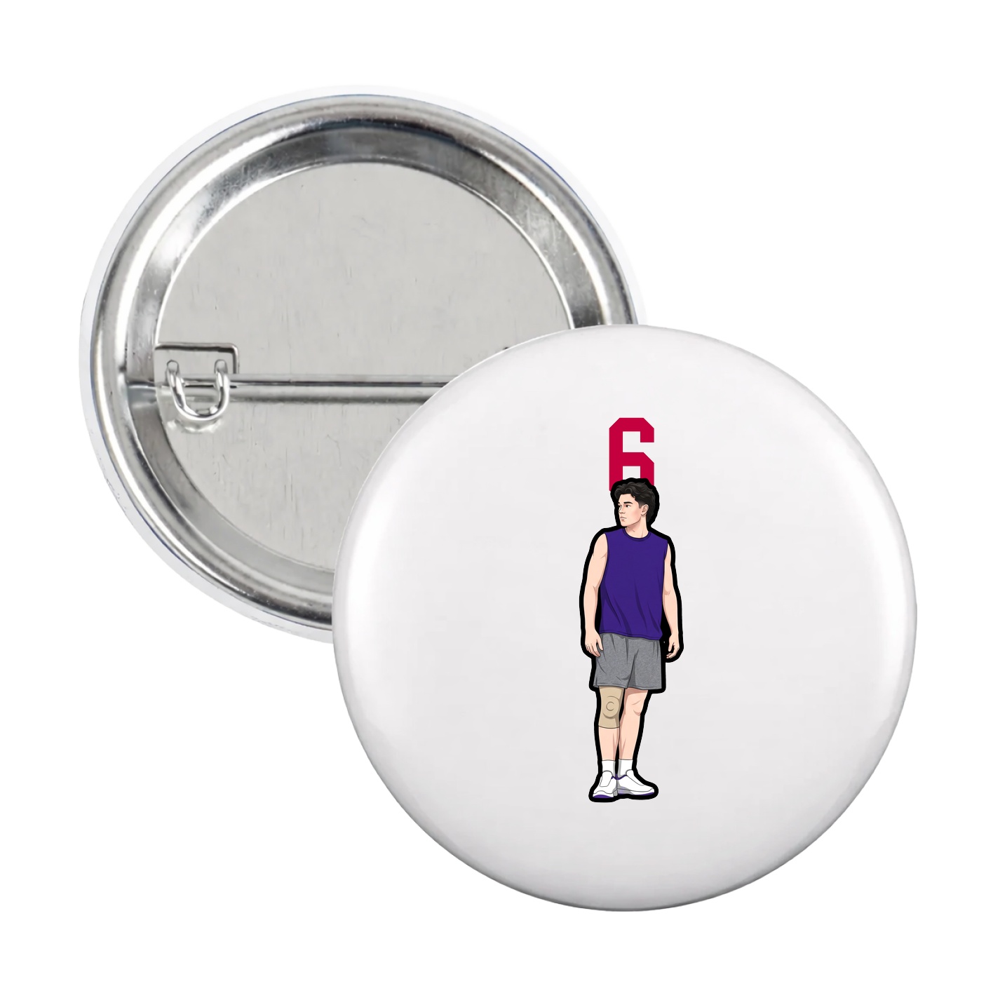 Game Day Button — Number Top in White