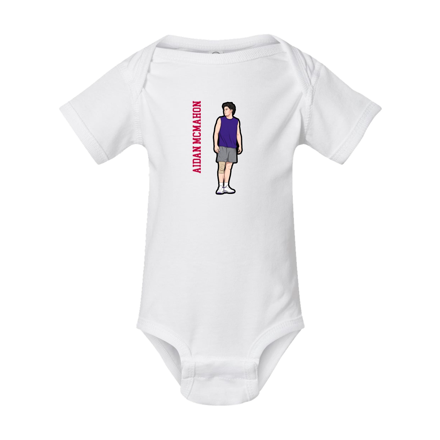 Baby Onesie — Name Vertical in White
