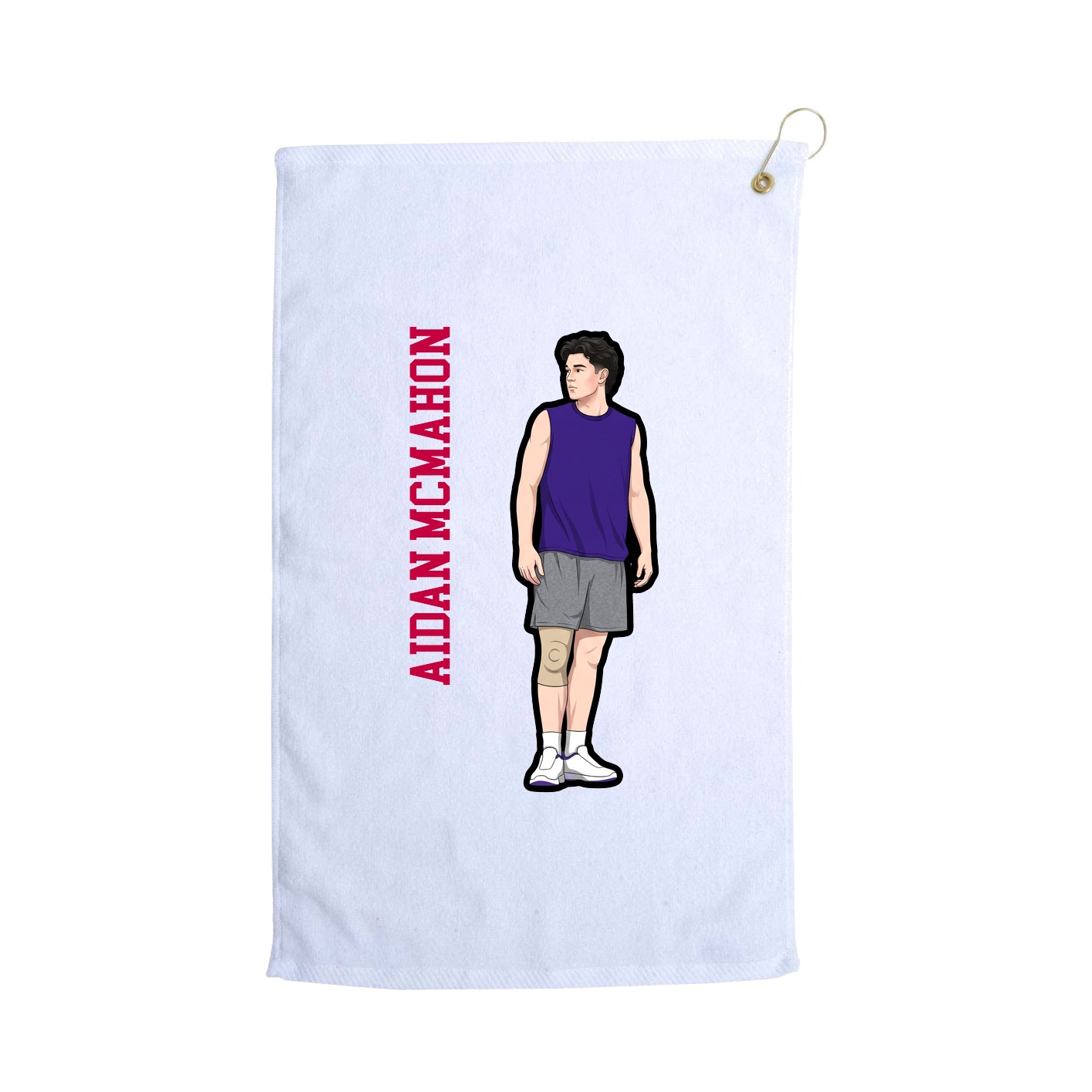 Golf Towel — Name Vertical in White