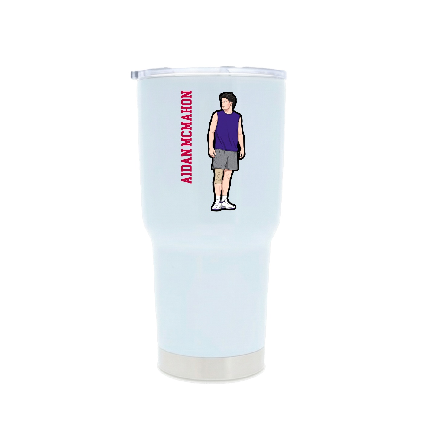 30oz Stainless Steel Tumbler — Name Vertical in White